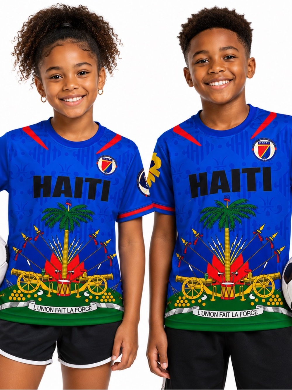 Haiti Blue Kids Soccer Jersey - National Crest